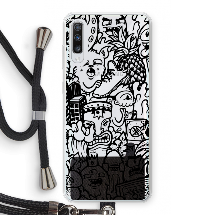 Vexx Black Mixtape: Samsung Galaxy A70 Transparant Hoesje met koord