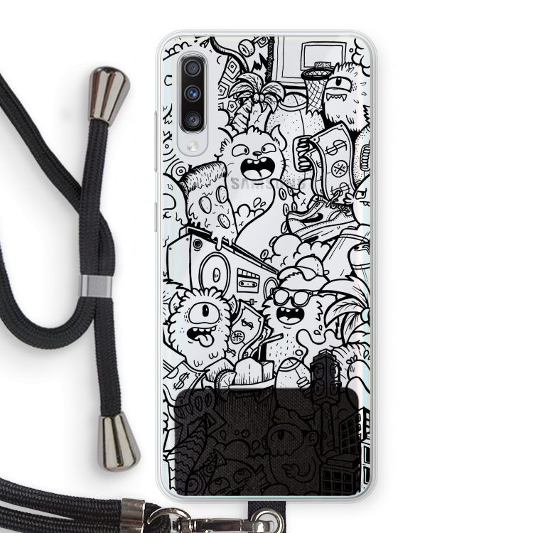 Vexx Black City : Samsung Galaxy A70 Transparant Hoesje met koord