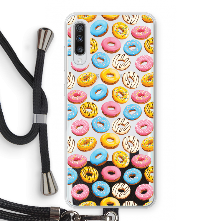 Pink donuts: Samsung Galaxy A70 Transparant Hoesje met koord