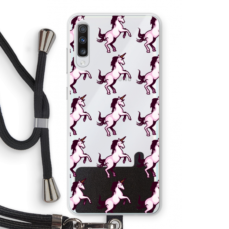 Musketon Unicorn: Samsung Galaxy A70 Transparant Hoesje met koord