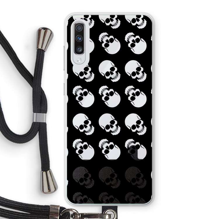 Musketon Skulls: Samsung Galaxy A70 Transparant Hoesje met koord