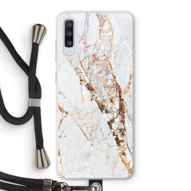 Goud marmer: Samsung Galaxy A70 Transparant Hoesje met koord