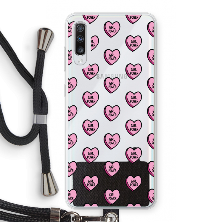 GIRL POWER: Samsung Galaxy A70 Transparant Hoesje met koord