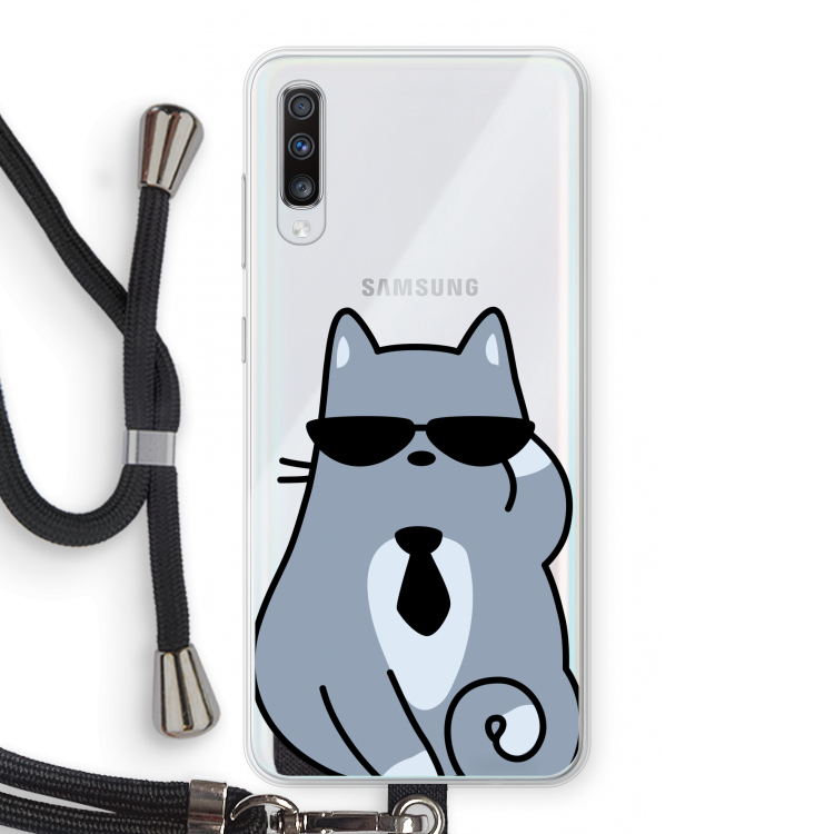 Cool cat: Samsung Galaxy A70 Transparant Hoesje met koord