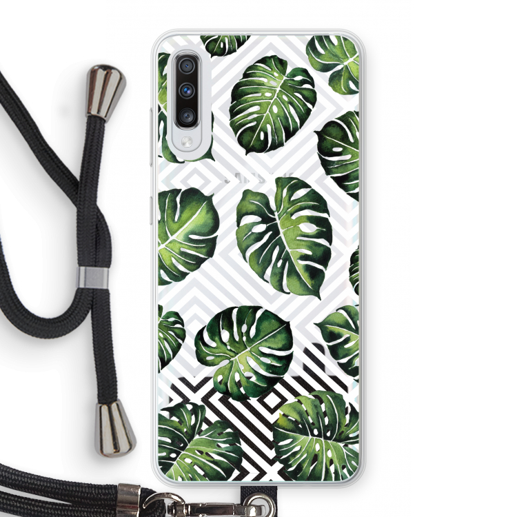 Geometrische jungle: Samsung Galaxy A70 Transparant Hoesje met koord