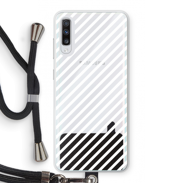 Strepen zwart-wit: Samsung Galaxy A70 Transparant Hoesje met koord