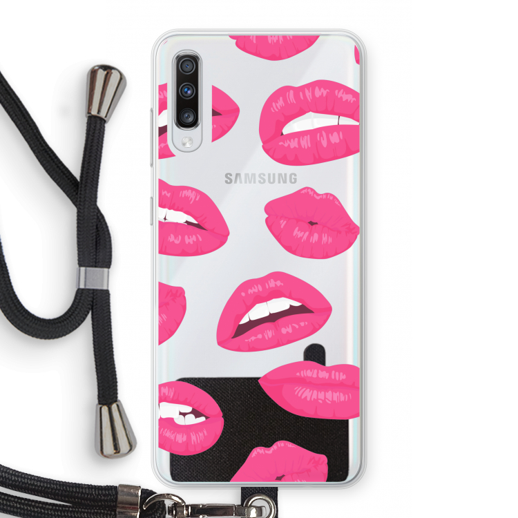 Bite my lip: Samsung Galaxy A70 Transparant Hoesje met koord