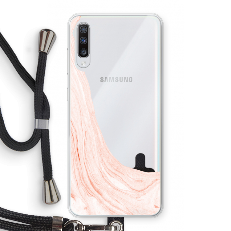 Peach bath: Samsung Galaxy A70 Transparant Hoesje met koord