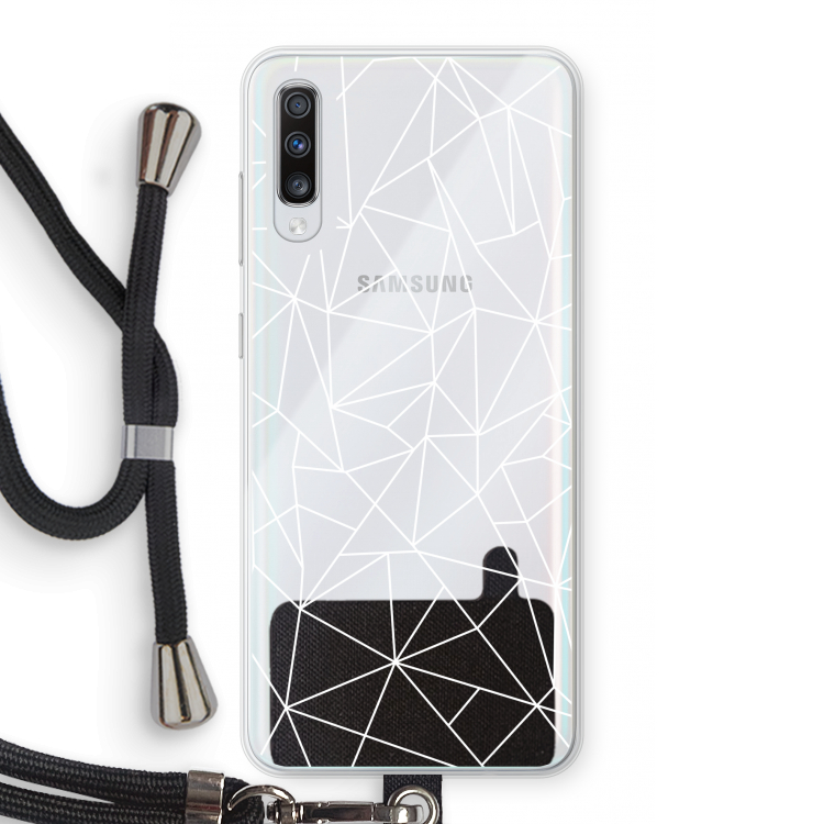 Geometrische lijnen wit: Samsung Galaxy A70 Transparant Hoesje met koord