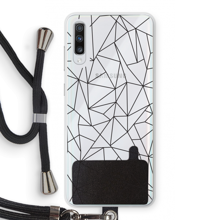 Geometrische lijnen zwart: Samsung Galaxy A70 Transparant Hoesje met koord
