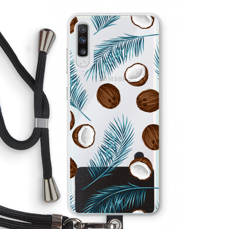Kokosnoot roze: Samsung Galaxy A70 Transparant Hoesje met koord