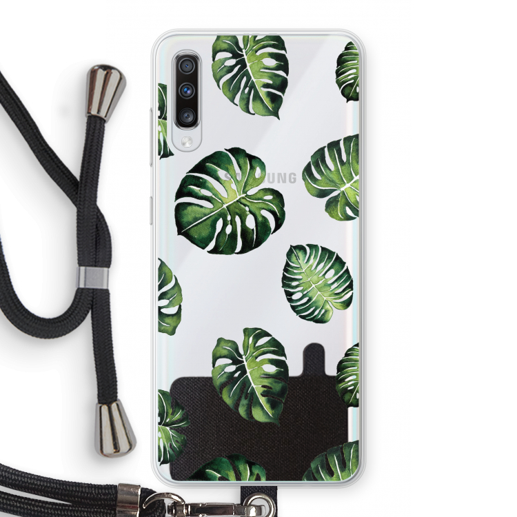 Tropische bladeren: Samsung Galaxy A70 Transparant Hoesje met koord