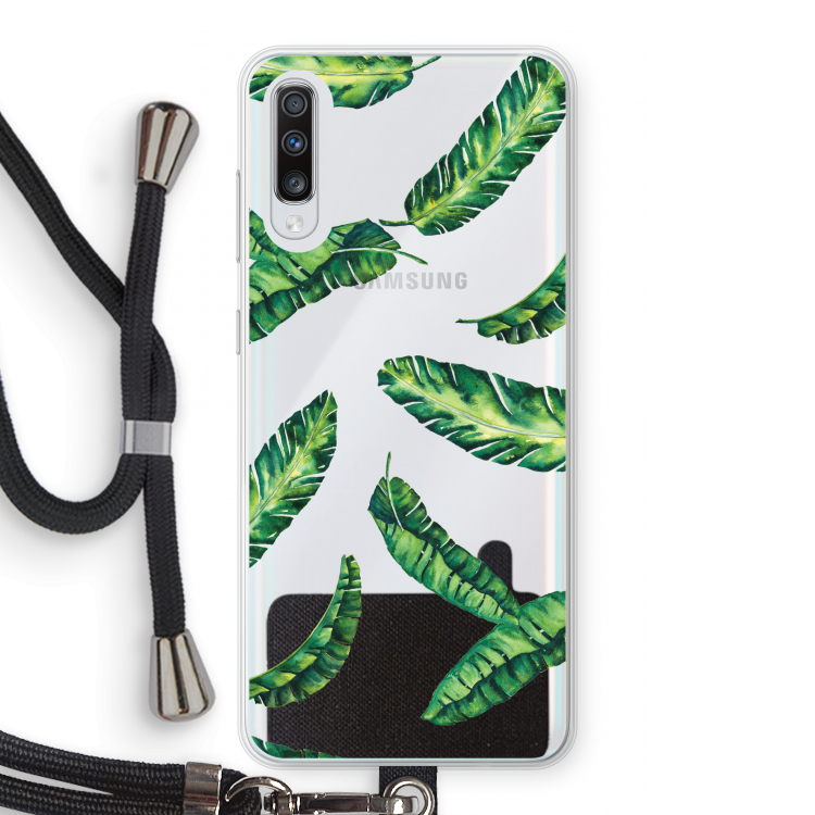 Lange bladeren: Samsung Galaxy A70 Transparant Hoesje met koord