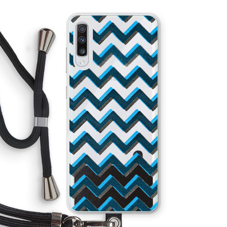 Onderbroken lijn: Samsung Galaxy A70 Transparant Hoesje met koord