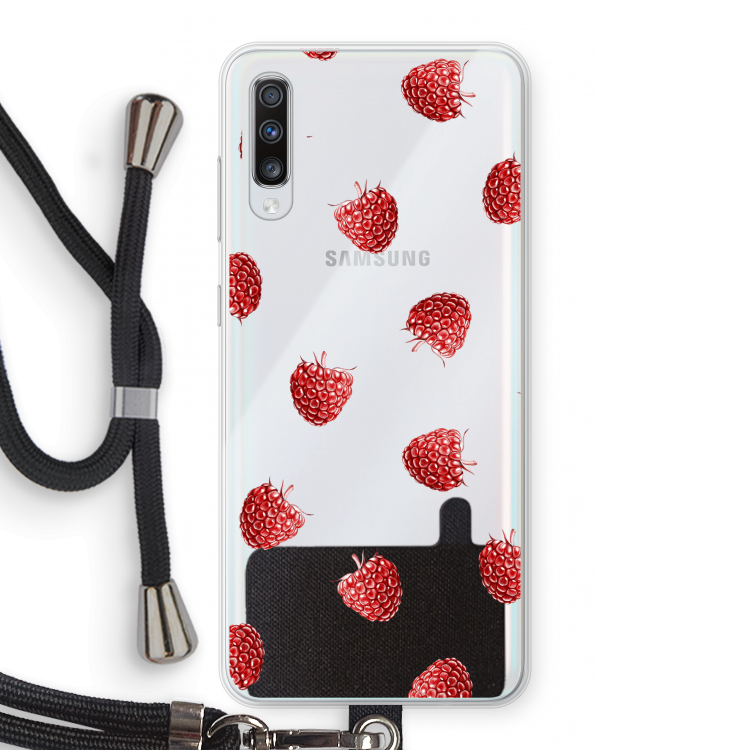 Framboosjes: Samsung Galaxy A70 Transparant Hoesje met koord