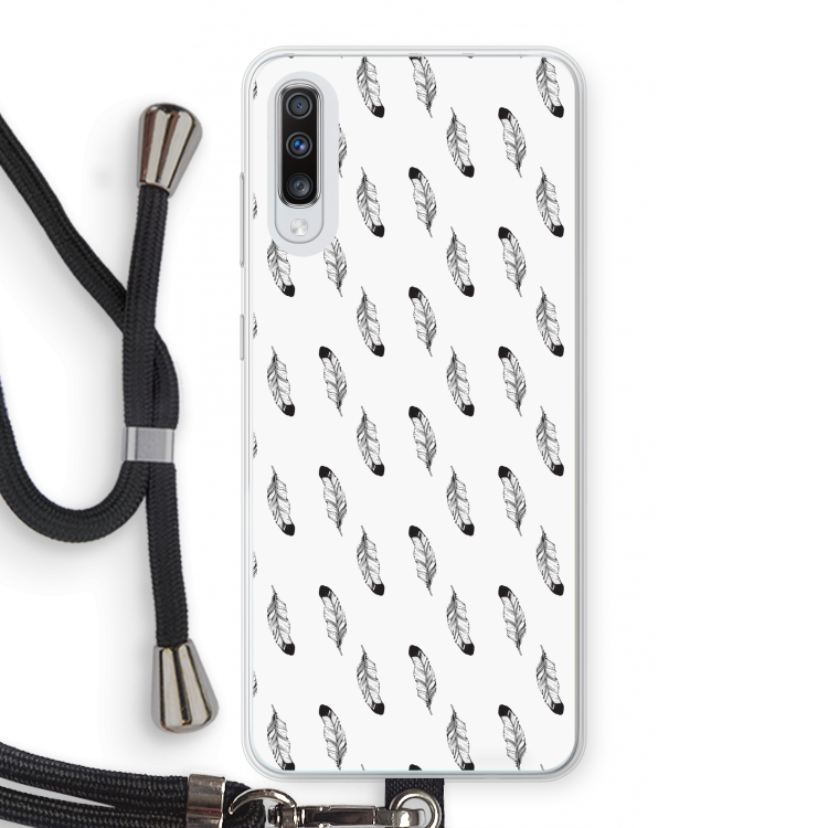 Pluimen: Samsung Galaxy A70 Transparant Hoesje met koord