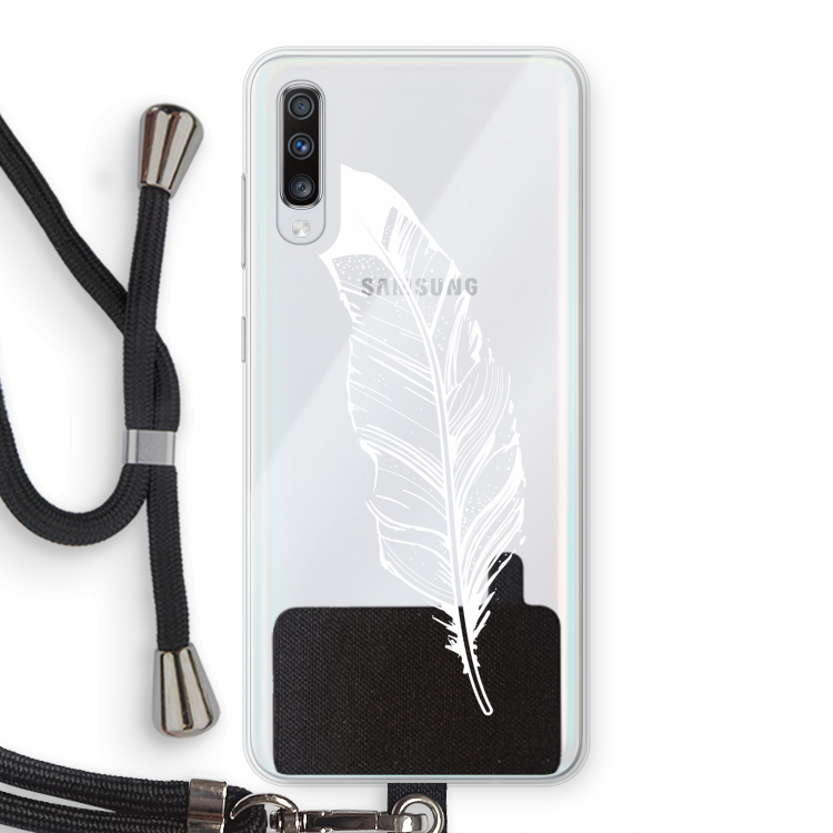 Pluim: Samsung Galaxy A70 Transparant Hoesje met koord