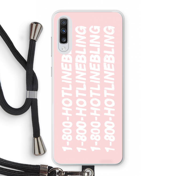 Hotline bling pink: Samsung Galaxy A70 Transparant Hoesje met koord