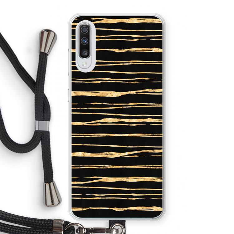 Gouden strepen: Samsung Galaxy A70 Transparant Hoesje met koord
