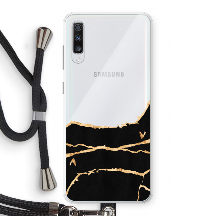 Gouden marmer: Samsung Galaxy A70 Transparant Hoesje met koord