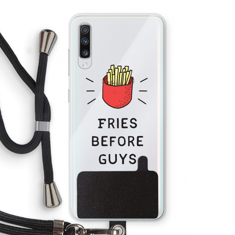 Fries before guys: Samsung Galaxy A70 Transparant Hoesje met koord