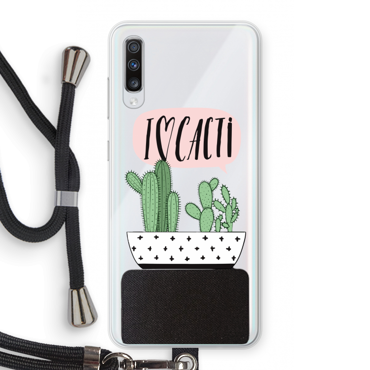 I love cacti: Samsung Galaxy A70 Transparant Hoesje met koord