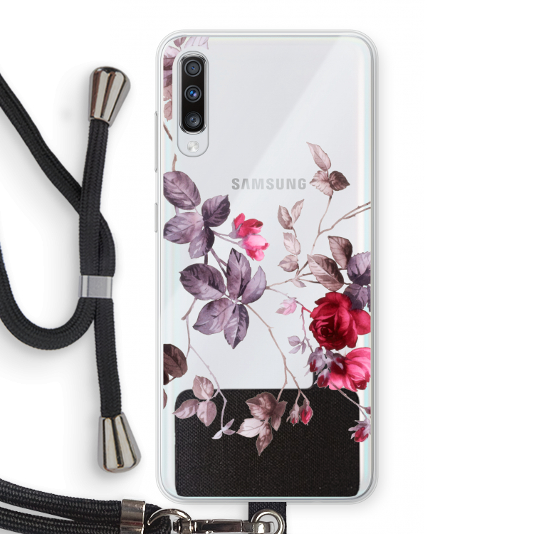 Mooie bloemen: Samsung Galaxy A70 Transparant Hoesje met koord