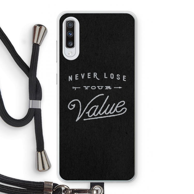 Never lose your value: Samsung Galaxy A70 Transparant Hoesje met koord