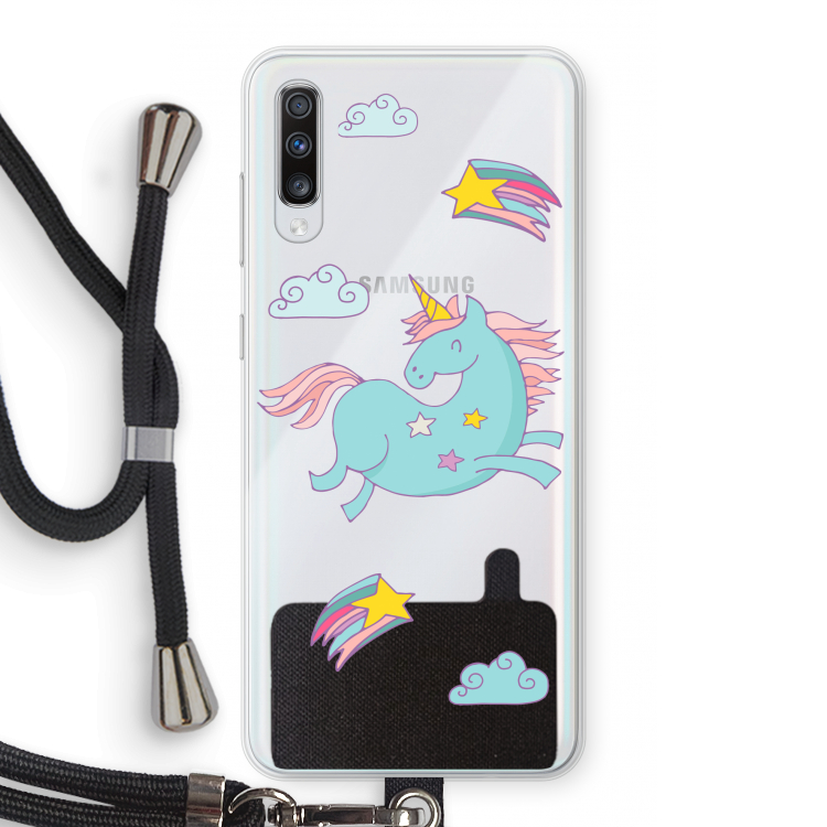 Vliegende eenhoorn: Samsung Galaxy A70 Transparant Hoesje met koord