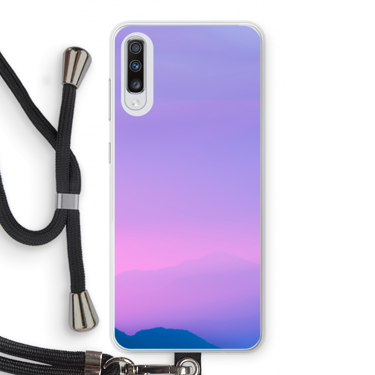 Sunset pastel: Samsung Galaxy A70 Transparant Hoesje met koord