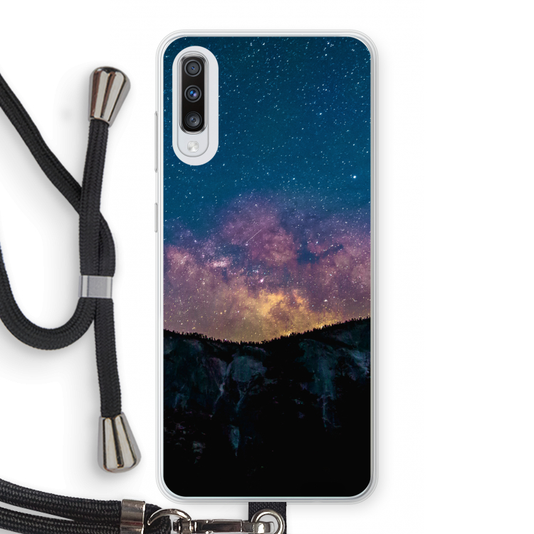 Travel to space: Samsung Galaxy A70 Transparant Hoesje met koord