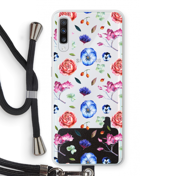 Bloemetjes: Samsung Galaxy A70 Transparant Hoesje met koord