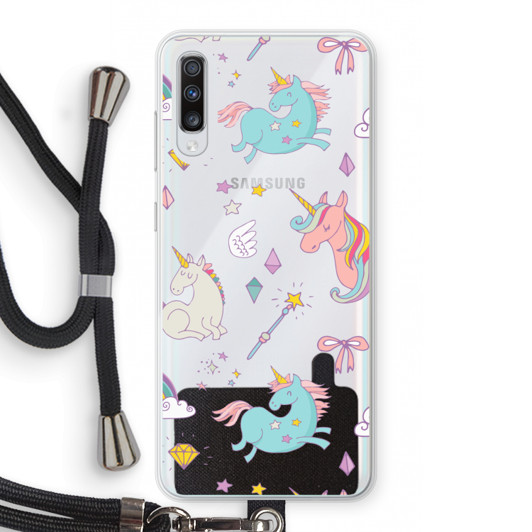 Fantasiewereld: Samsung Galaxy A70 Transparant Hoesje met koord