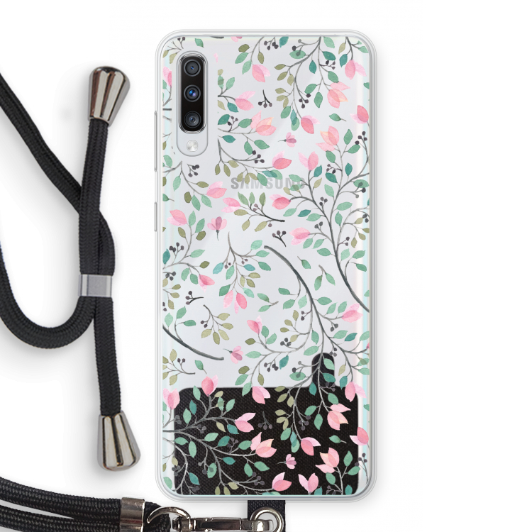 Sierlijke bloemen: Samsung Galaxy A70 Transparant Hoesje met koord
