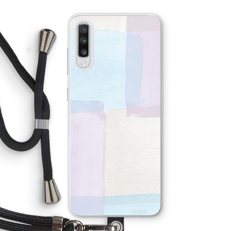 Square pastel: Samsung Galaxy A70 Transparant Hoesje met koord