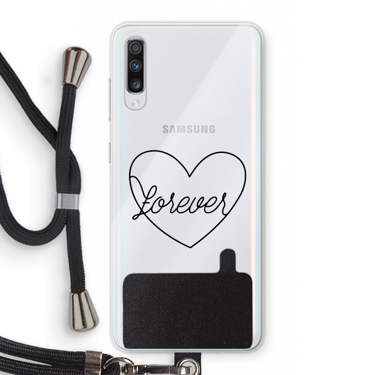 Forever heart black: Samsung Galaxy A70 Transparant Hoesje met koord