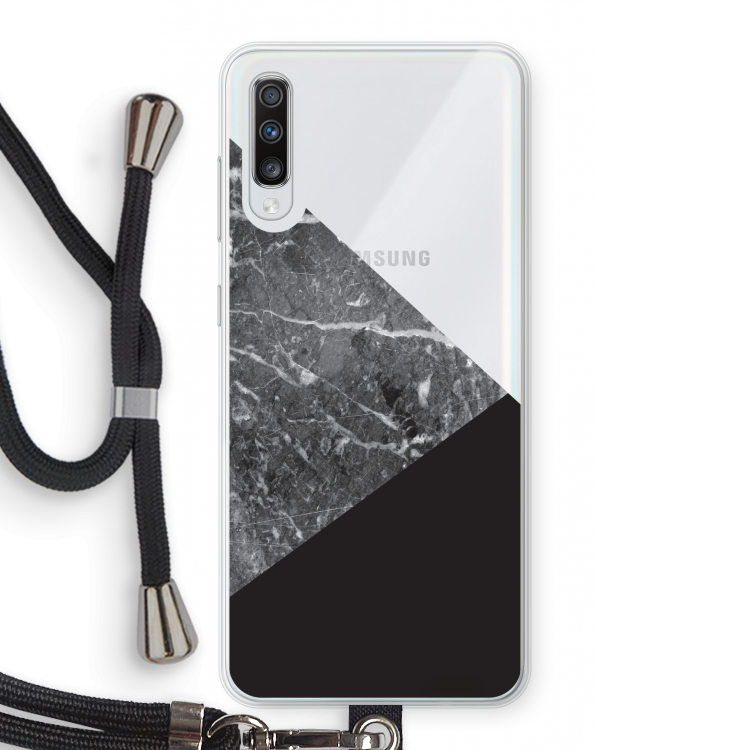 Combinatie marmer: Samsung Galaxy A70 Transparant Hoesje met koord
