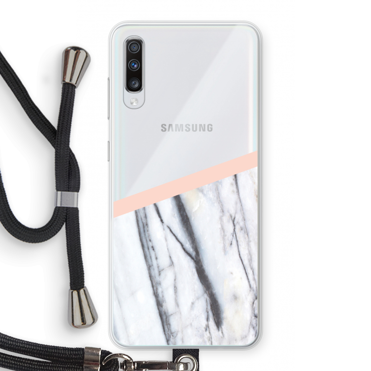A touch of peach: Samsung Galaxy A70 Transparant Hoesje met koord