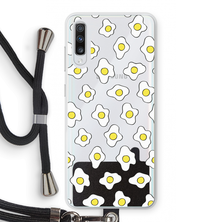 Spiegeleitjes: Samsung Galaxy A70 Transparant Hoesje met koord