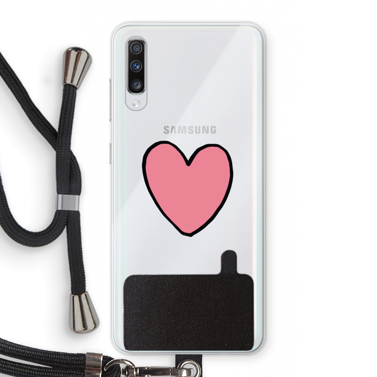 Hartje: Samsung Galaxy A70 Transparant Hoesje met koord