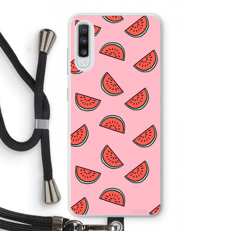 Watermeloen: Samsung Galaxy A70 Transparant Hoesje met koord