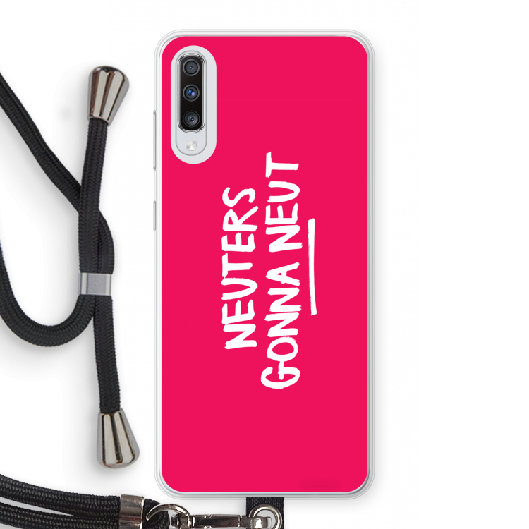 Neuters (roze): Samsung Galaxy A70 Transparant Hoesje met koord