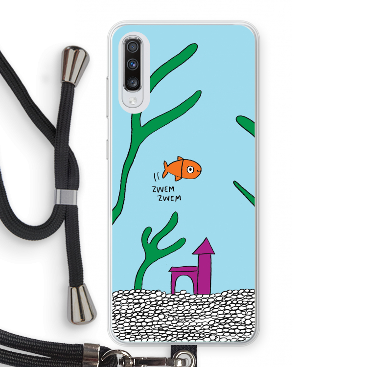 Aquarium: Samsung Galaxy A70 Transparant Hoesje met koord