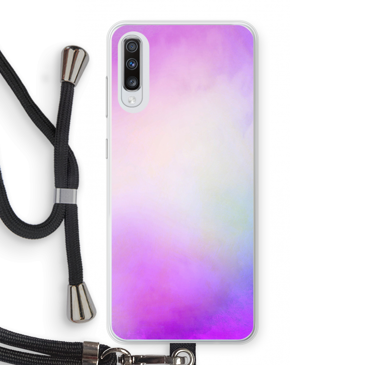 Clouds pastel: Samsung Galaxy A70 Transparant Hoesje met koord