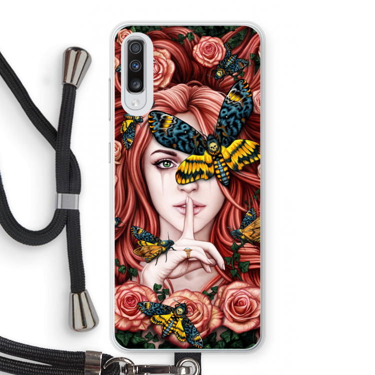 Lady Moth: Samsung Galaxy A70 Transparant Hoesje met koord
