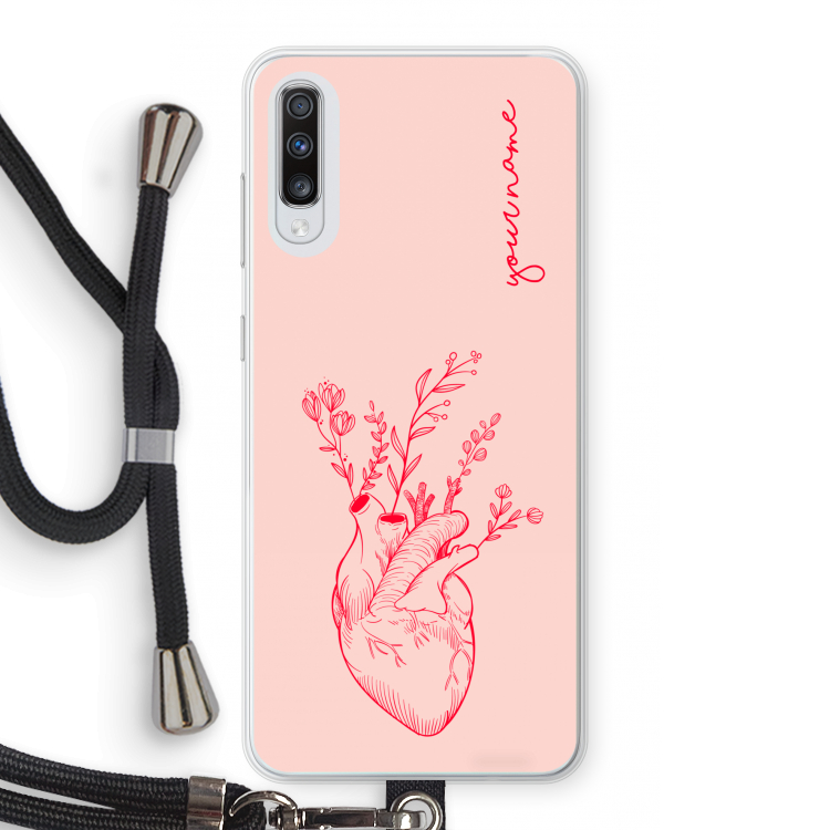 Blooming Heart: Samsung Galaxy A70 Transparant Hoesje met koord