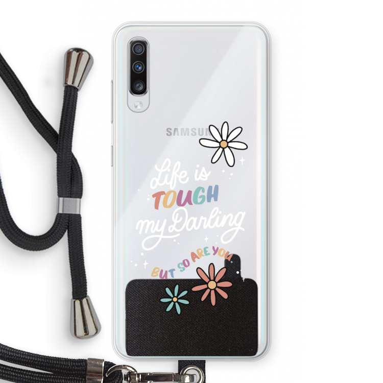 Tough Life: Samsung Galaxy A70 Transparant Hoesje met koord