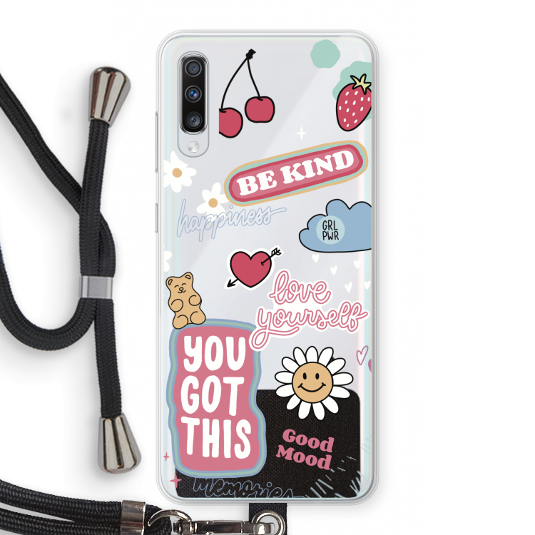 Positivity: Samsung Galaxy A70 Transparant Hoesje met koord