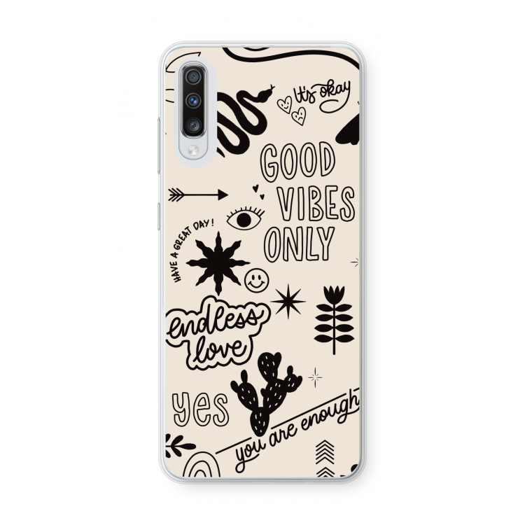 Good vibes: Samsung Galaxy A70 Transparant Hoesje