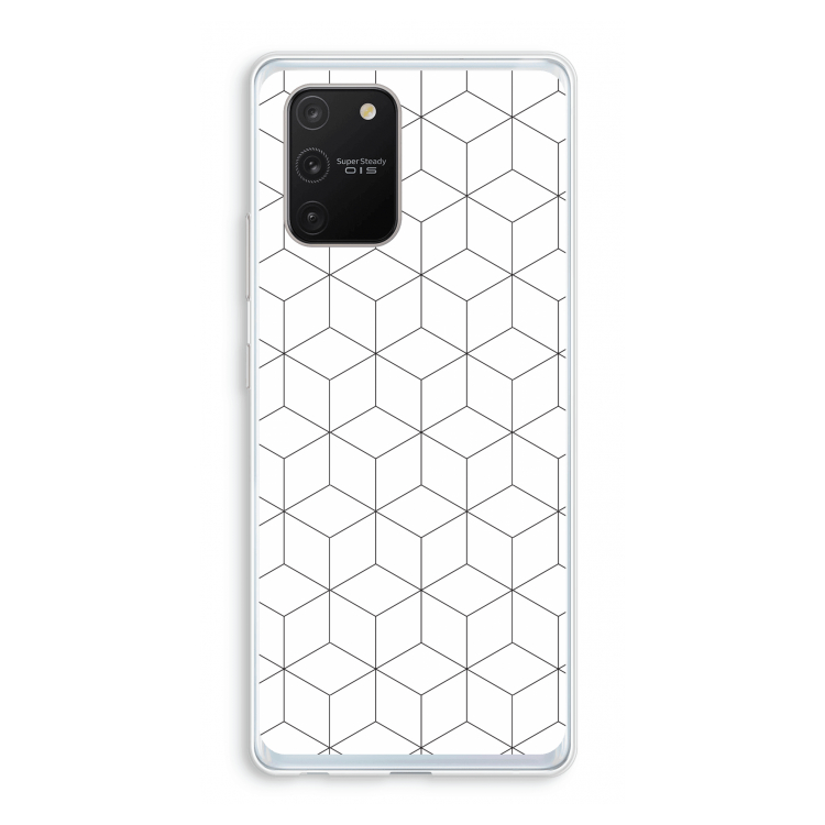 Zwart-witte kubussen: Samsung Galaxy S10 Lite Transparant Hoesje